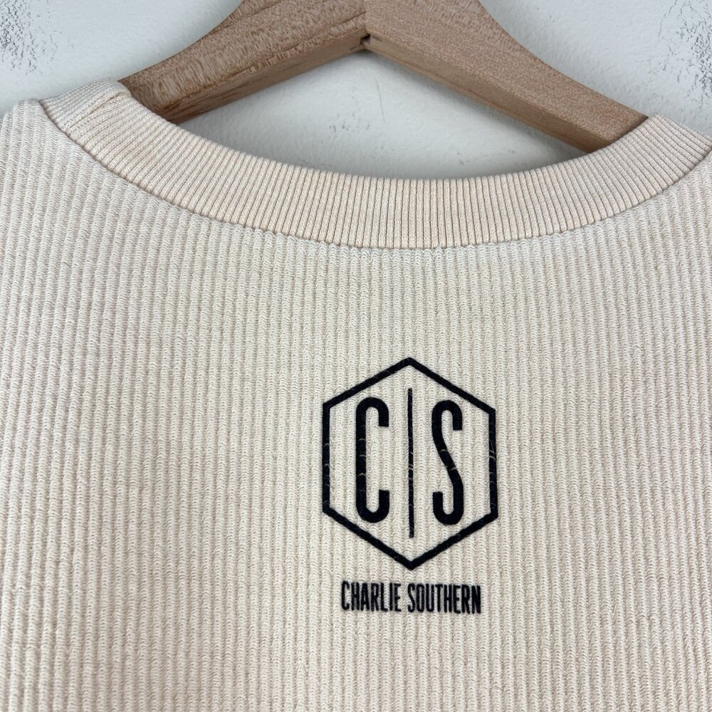 Chicka-d Cream Ribbed Crew Neck Hey Cowboy Boxy Top - Picture 6 of 6